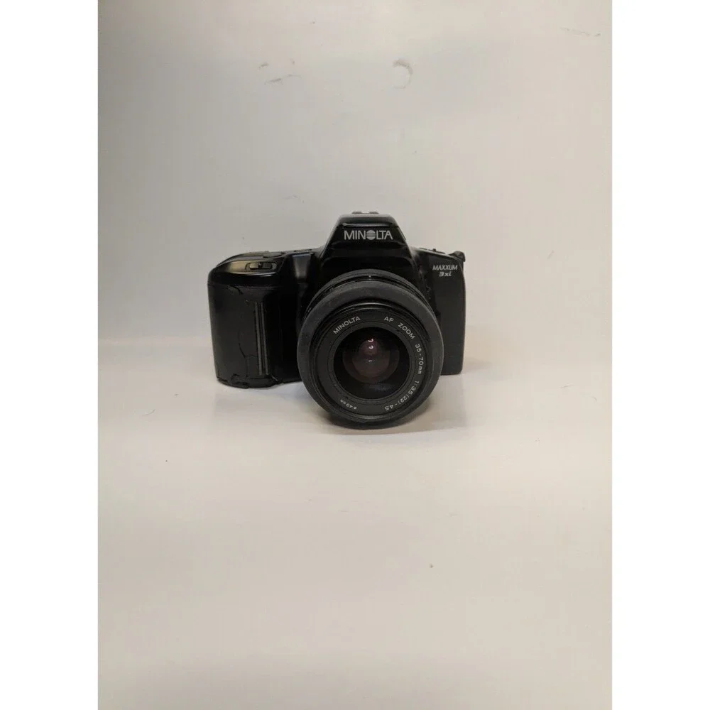 Minolta Maxxum 3xi 35mm SLR Film AF Camera Starter Kit w/ Flash, Case For Parts